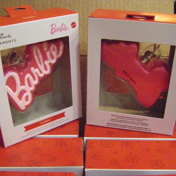 Barbie Logo Pink Blown Glass Glitter Ornament Shatterproof Special Edition BOXED - Picture 13 of 14